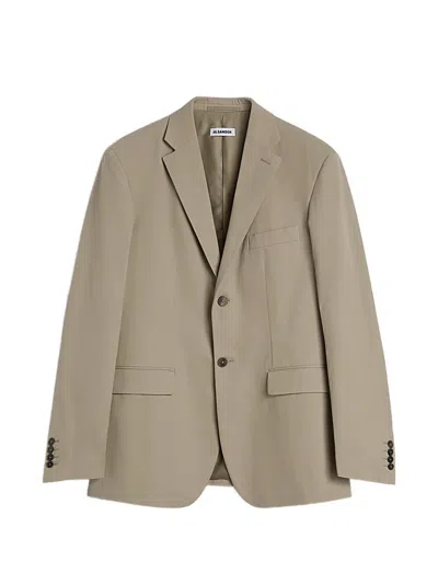 Jil Sander Single-breasted Cotton Blazer In Gray