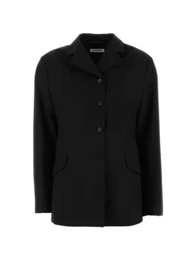 Jil Sander Single-breasted Felted Blazer In Black