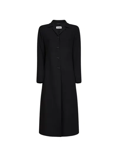 Jil Sander Single-breasted Lapel-collar Coat In Black