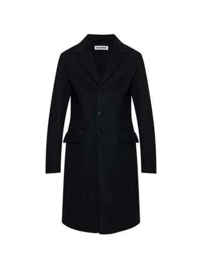 Jil Sander Single-breasted Notched-lapel Coat In Black