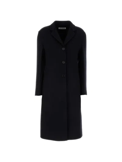 Jil Sander Single-breasted Notched-lapels Coat In Black