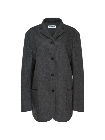 Jil Sander Single-breasted Patch-pocket Jacket In Grey