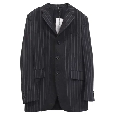 Jil Sander Single-breasted Striped Blazer With Pockets In Black Wool