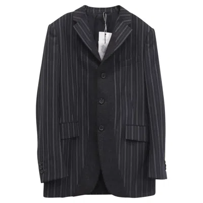 Pre-owned Jil Sander Single-breasted Striped Blazer With Pockets In Black Wool