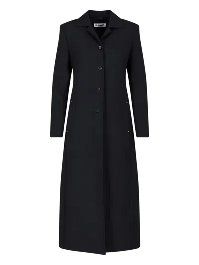 Jil Sander Single-breasted Virgin Wool Coat In Black