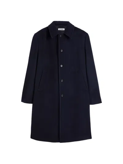 Jil Sander Single-breasted Wool Coat In Blue