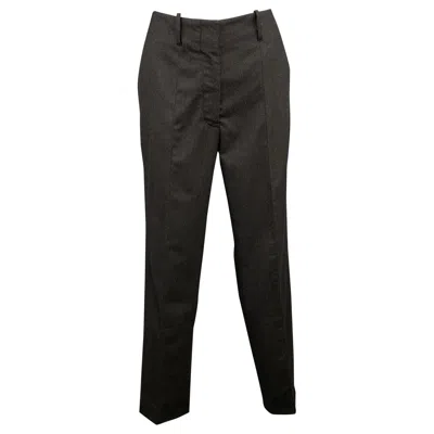 Pre-owned Jil Sander Size 0 Charcoal Virgin Wool Straight Leg Dress Pants In Black