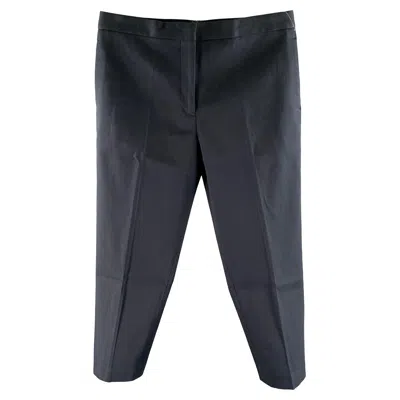 Pre-owned Jil Sander Size 14 Navy Cotton Cropped Pants In Blue
