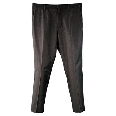 Pre-owned Jil Sander Size 30 Grey Charcoal Twill Wool Tapered Dress Pants In Gray