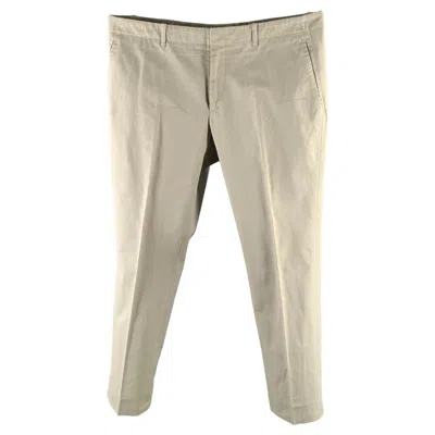 Pre-owned Jil Sander Size 38 Khaki Cotton Flat Front Casual Pants