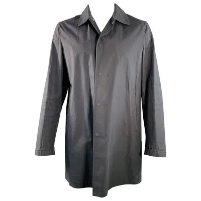 Pre-owned Jil Sander Size 42 Black Cotton Spread Collar Snaps Coat