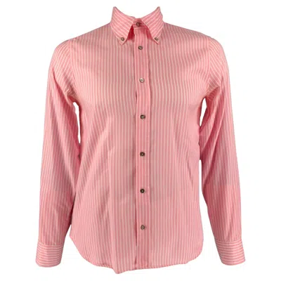 Pre-owned Jil Sander Size 42 Pink White Stripe Cotton Button Down Collar Long Sleeve Shirt