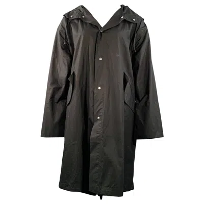 Pre-owned Jil Sander Size L Black White Cotton Logo Hooded Coat
