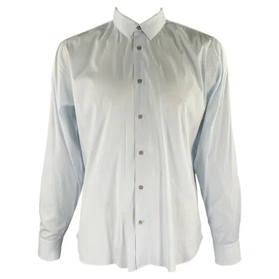 Pre-owned Jil Sander Size L Blue White Pinstripe Cotton Blend Long Sleeve Shirt