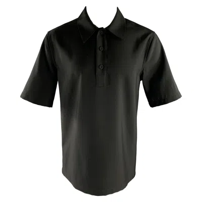 Pre-owned Jil Sander Size M Black Wool Popover Short-sleeve Shirt