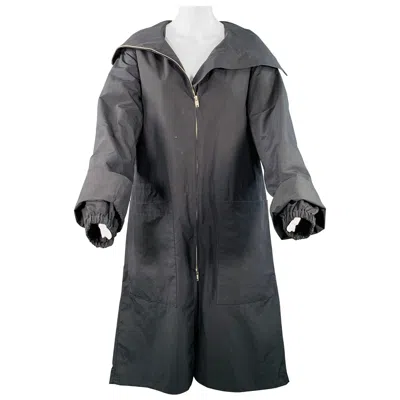 Pre-owned Jil Sander Size Xs Navy Polyester Hooded Zip Up Coat In Blue
