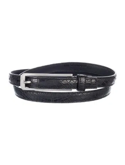 Pre-owned Jil Sander Skinny Embossed Leather Belt In Multi