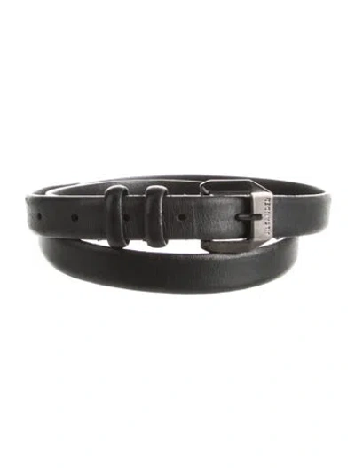 Pre-owned Jil Sander Skinny Leather Belt In Black