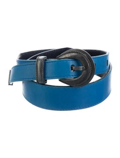 Pre-owned Jil Sander Skinny Leather Waist Belt In Blue