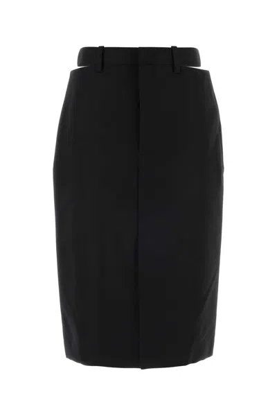 Jil Sander Wool Midi Skirt Belt Loops Front Seam In Black