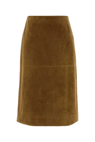 Jil Sander Biscuit Suede Mini Skirt In Gold