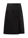 Jil Sander Con Button-front Splittable Melange Wool Skirt