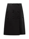 Jil Sander Con Button-front Splittable Melange Wool Skirt In Black
