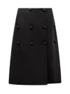 Jil Sander Con Button-front Splittable Melange Wool Skirt In Black