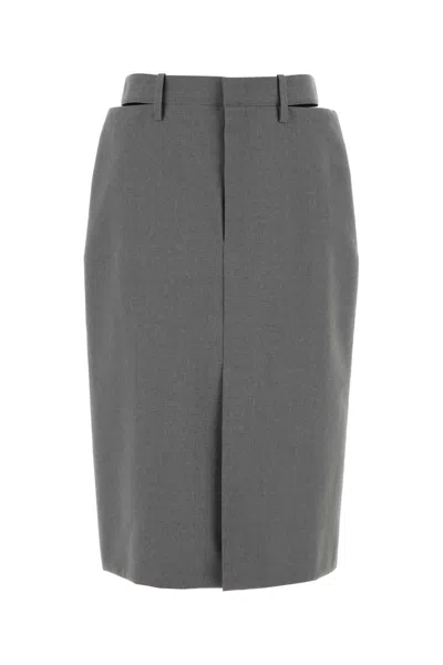 Jil Sander Cut-out Slit Midi Skirt In Gray