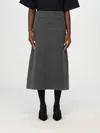 Jil Sander Wool A-line Midi Skirt In Grau