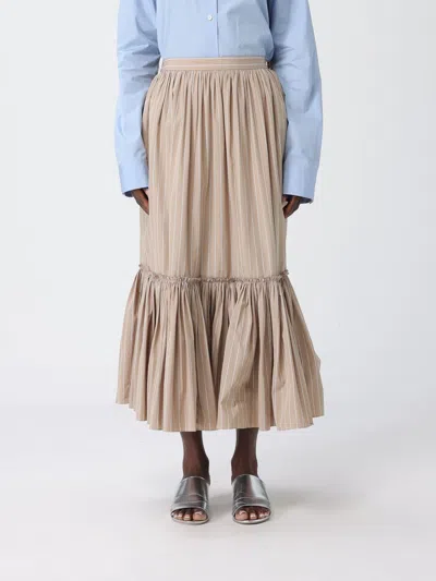 Jil Sander Lightweight Striped Skirt In Brown