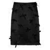 Jil Sander Satin Skirt With Embroidered Bows In Black