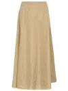 Jil Sander Long Flared Skirt With High-waisted Silhouette In Dark Sand