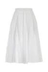 Jil Sander Pleated Midi Skirt In Lightweight Organdy In White