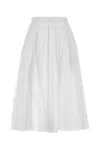 Jil Sander Pleated Midi Skirt In Lightweight Organdy In White