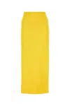 Jil Sander Viscose Blend Ribbed Midi Skirt In Yellow