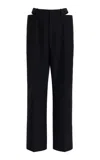 Jil Sander Slashed Waist Wool-mohair Trousers In Black