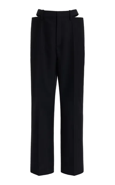 Jil Sander Slashed Waist Wool-mohair Trousers In Black