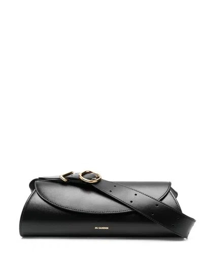 Jil Sander Cannolo Shoulder Bag In Black