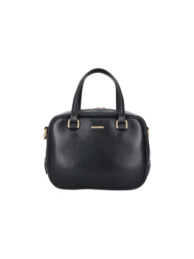 Jil Sander Sleek Ovine Leather Small Shoulder Bag In Black