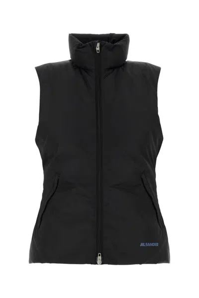 Jil Sander Sleek Sleeveless Polyester Jacket In Black