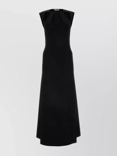 Jil Sander Sleeveless A-line Midi Dress With Cut-out Detailing In Black
