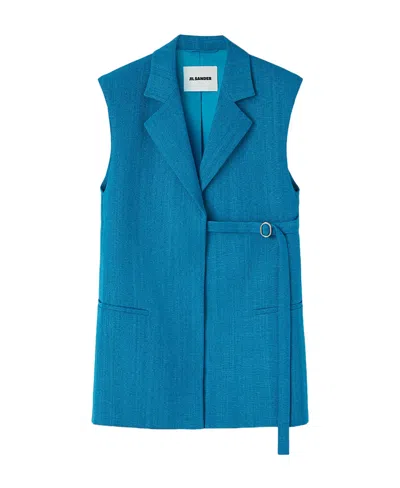 JIL SANDER JIL SANDER D-RING BUCKLE BELT SLEEVLESS BLAZER