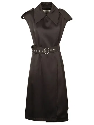Jil Sander Sleeveless Belted Dress In Black
