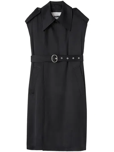 Jil Sander Sleeveless Belted Trench Coat In Black
