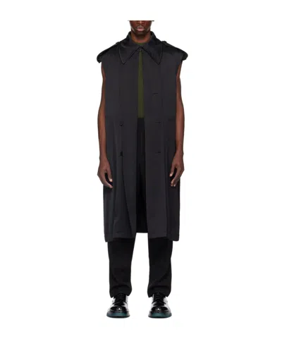 Jil Sander Sleeveless Belted Trench Coat In Black