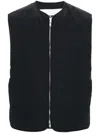 JIL SANDER SLEEVELESS BLACK ZIPPED VEST WITH RECYCLED MATERIALS FOR MEN