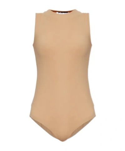 Jil Sander Sleeveless Bodysuit In Brown