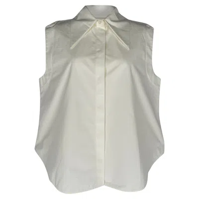 Pre-owned Jil Sander Sleeveless Collared Blouse In White Cotton