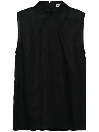 Jil Sander Sleeveless Cotton Top In Black